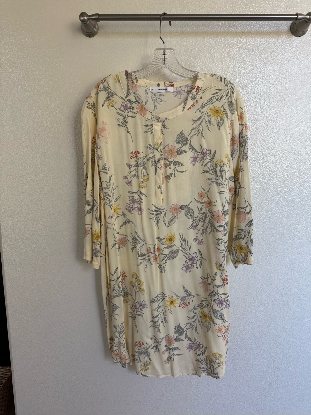 Light Cream Floral Midi Dress with Pastel Blooms